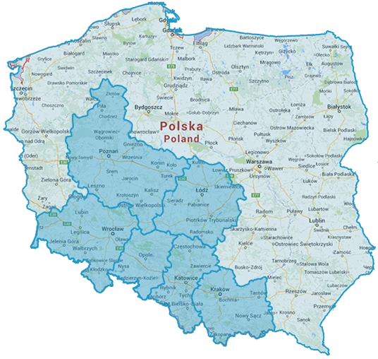 Mapa obszarów działania Pozin